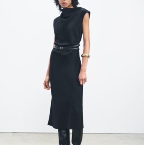 Zara Dresses & Skirts - ZW COLLECTION BELTED MIDI DRESS
BLACK